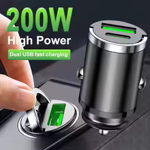 200W mini car charger fast charging for iPhone QC3.0 mini PD USB Type C car mobile phone charger for Xiaomi Samsung Huawei