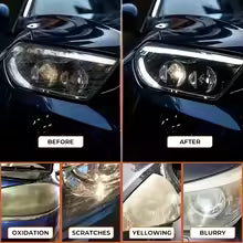 Car Headlight Restoration Polishing Kit - Scratch Remover & Oxidation Cleaner Repair Paste for Headlamp Assembly